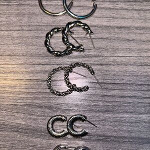 Silver Hoop Earring Set